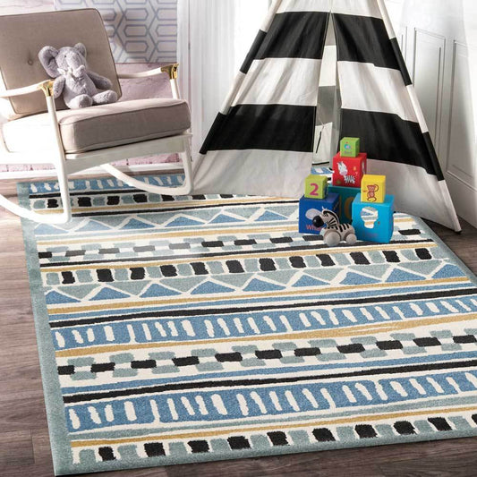Piccolo Blue and Yellow Tribal Kids Rug - /products/piccolo-tribal-blue-yellow