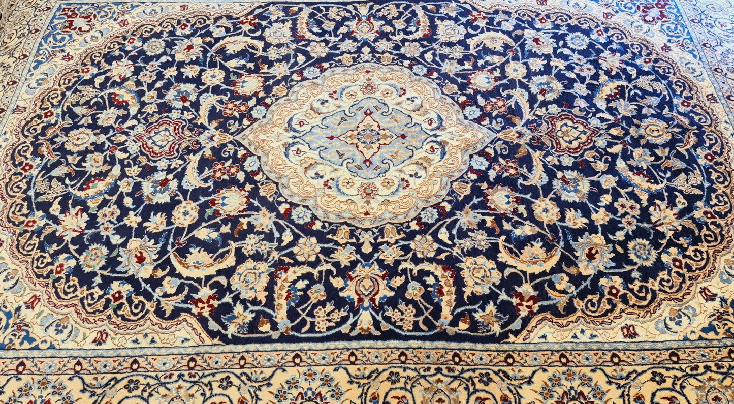 Navy Persian Wool & Silk (280 x 200 cm)