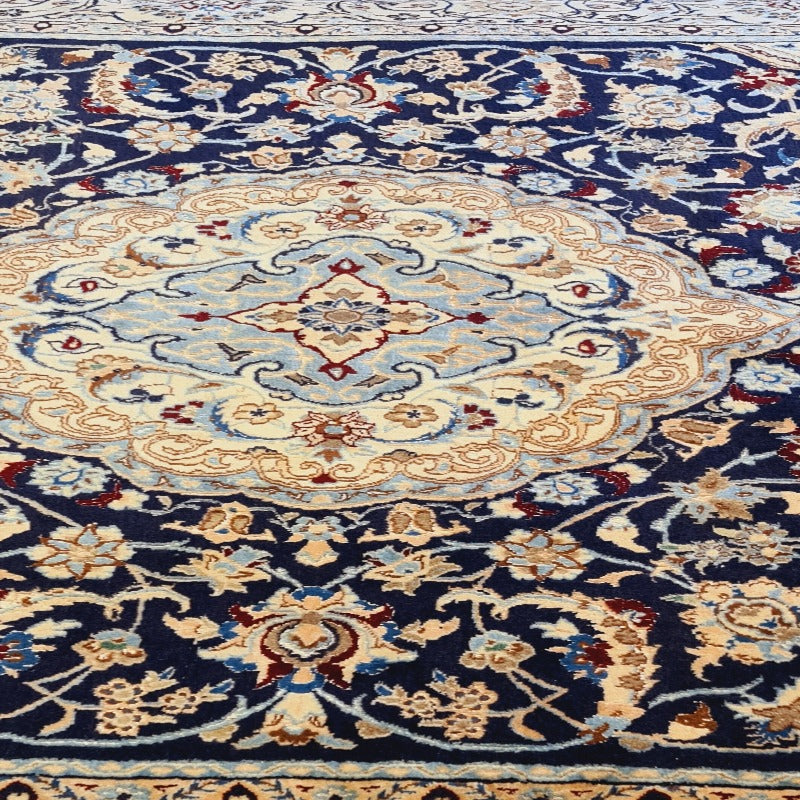 Navy Persian Wool & Silk (280 x 200 cm)