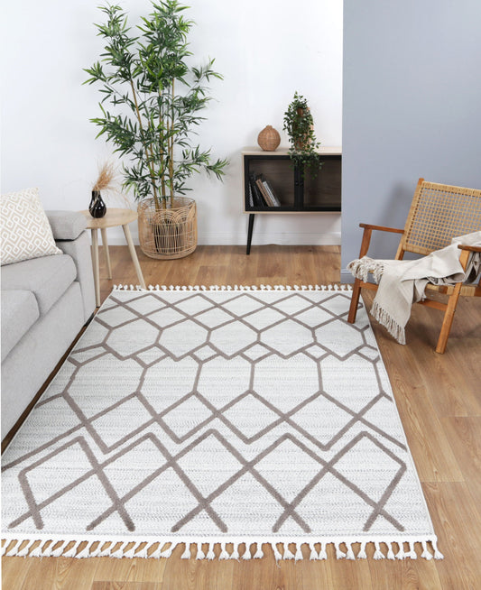 Ares Lelantine Geometric Cream and Brown Rug - /products/ares-lelantine-geometric-cream-and-brown-rug
