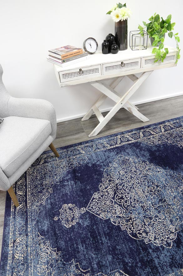 Ariana Distressed Navy Rug