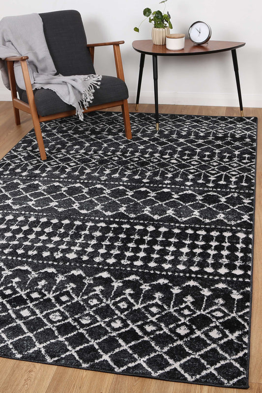 Bergen Repeats Black and White Rug - /products/bergen-tribal-anthracite-rug