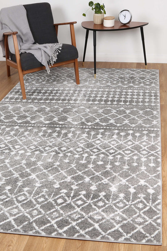 Bergen Repeats Grey and White Rug - /products/bergen-tribal-grey-rug