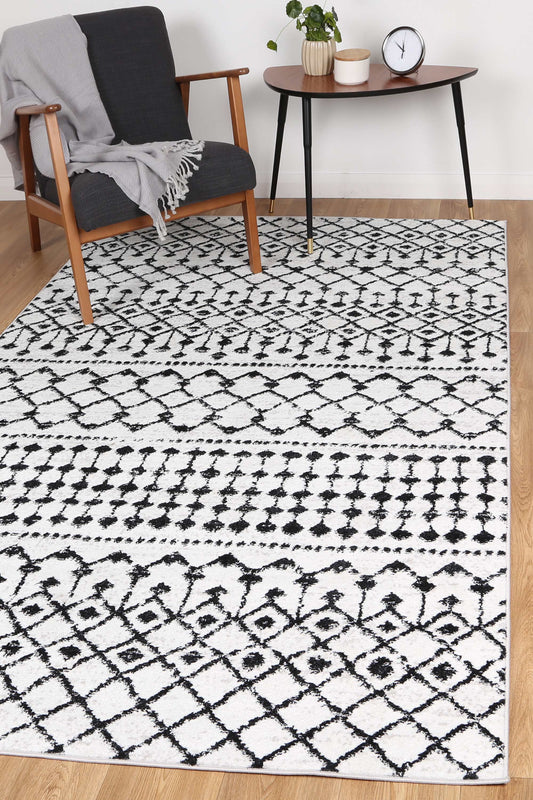 Bergen Repeats Black and White Rug - /products/bergen-tribal-black-white-rug