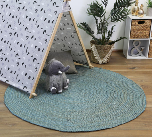 Organica Tundra Blue Jute Round Rug - /products/organica-blue
