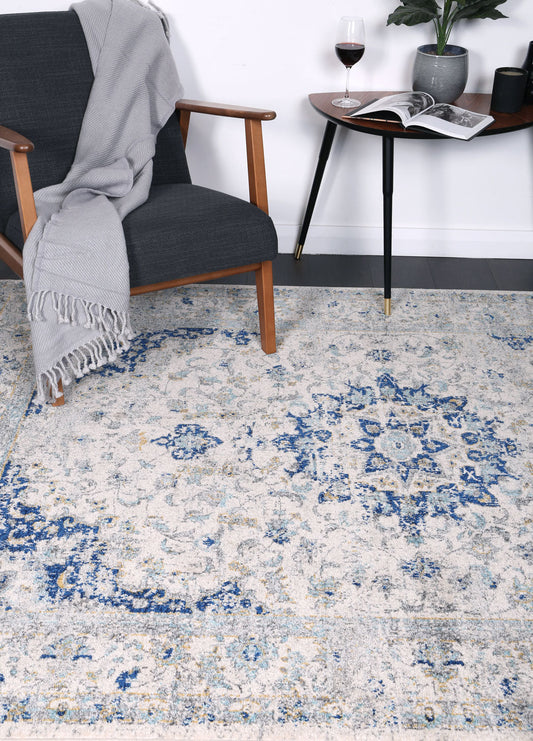 Delicate Magnificance Ivory and Blue Rug - /products/delicate-deli13
