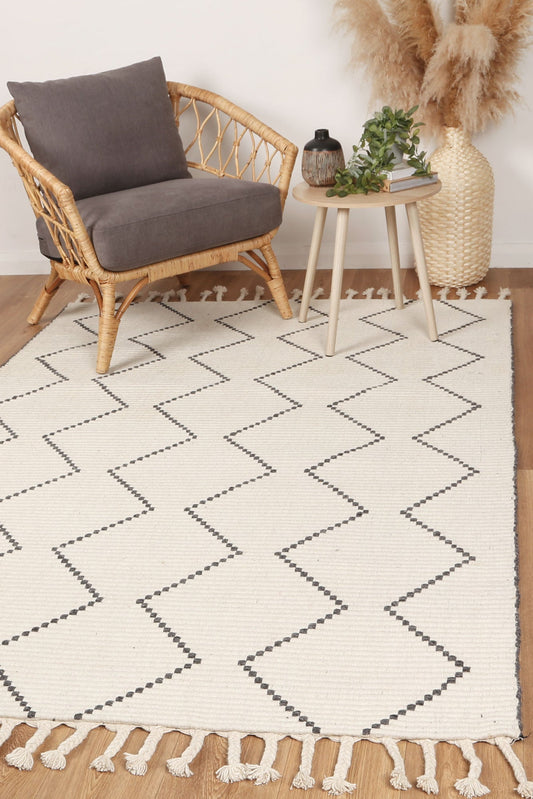 Goa Zig-Zag Wool Blend Cream Rug - /products/goa-d2-cream