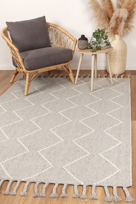 Goa Zig-Zag Wool Blend Grey Rug - /products/goa-d2-grey