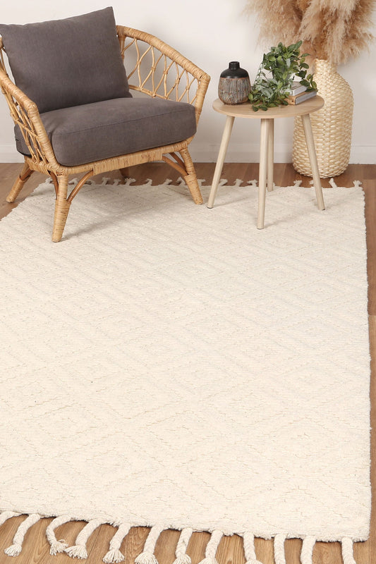Goa Diamond Wool Blend Cream Rug - /products/goa-d4-cream
