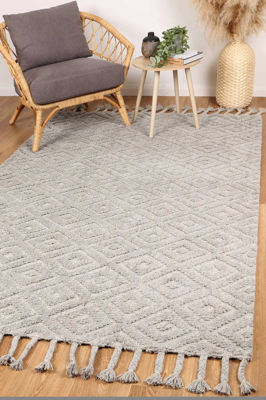 Goa Diamond Wool Blend Grey Rug - /products/goa-d4-grey