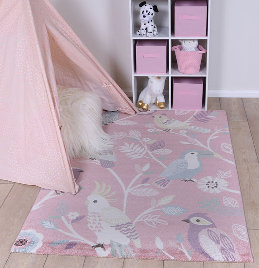 Happy Feet Bright Birds Pink Kids Rug - /products/happy-feet-bright-birds-pink-kids-rug