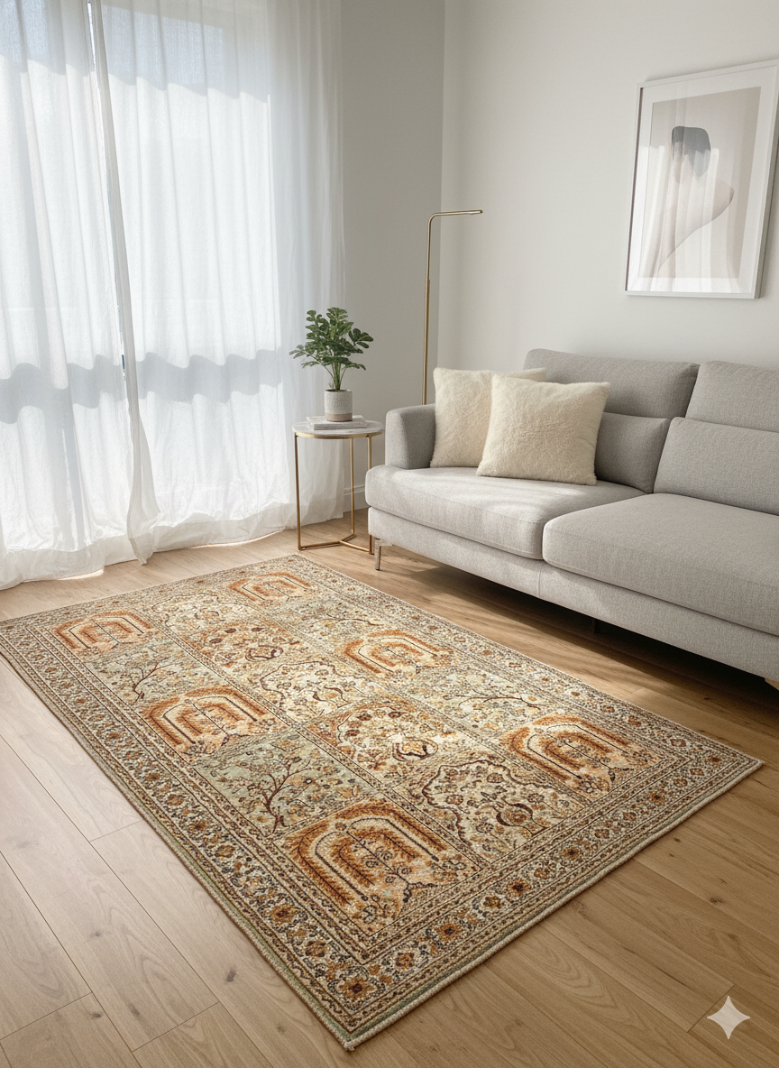 Hand Knotted Silk Wool Rug