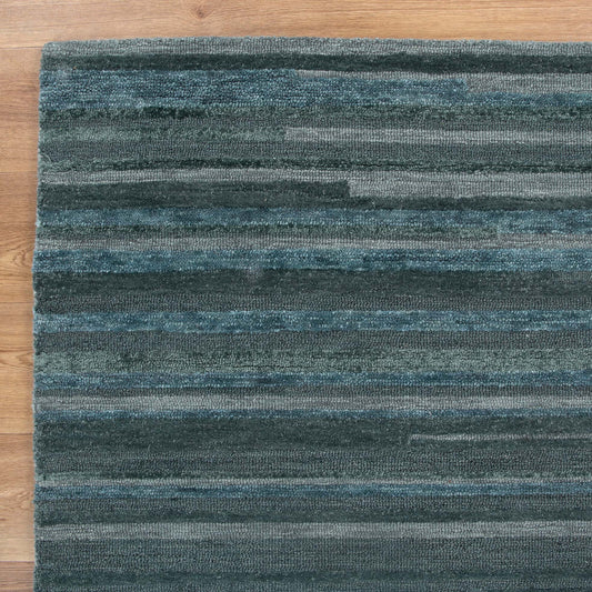 Les Nomades Linear Teal Wool Rug - /products/les-nomades-linear-teal-wool-rug