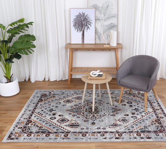 Oporto Santos Grey & Rust Traditional Soft Rug - /products/oporto-santos-grey-rust-traditional-soft-rug