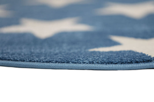 Piccolo Blue and White Stars Kids Round Rug - /products/piccolo-blue-and-white-stars-kids-round-rug