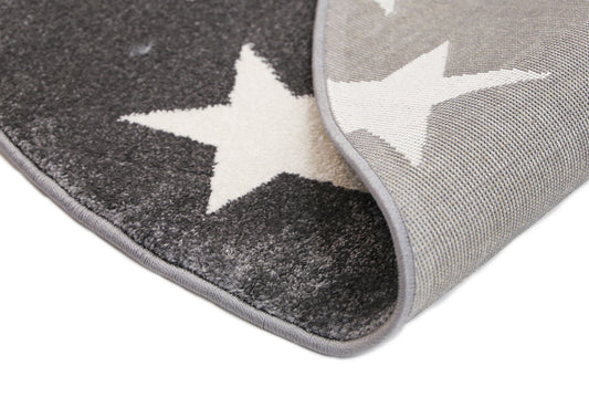 Piccolo Light Grey and White Stars Kids Round Rug - /products/piccolo-light-grey-and-white-stars-kids-round-rug