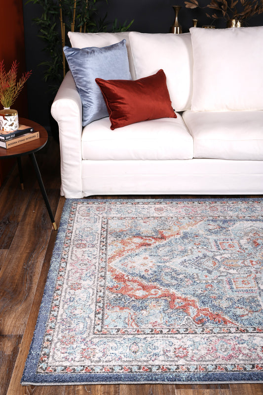 Salsa Maykel Blue & Terracotta Transitional Rug - /products/salsa-maykel-blue-terracotta-transitional-rug