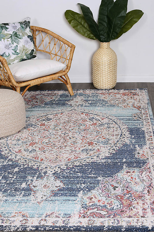Salsa Hollow Medalion Transitional Navy & Multi Rug - /products/hollow-medalion-transitional-navy-multi-rug