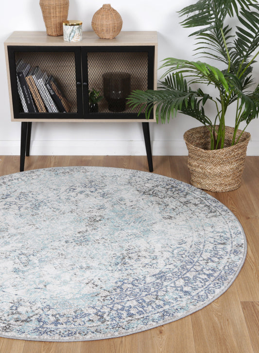 Salsa Adrianita Ivory & Blue Transitional Round Rug - /products/salsa-adrianita-ivory-blue-transitional-round-rug