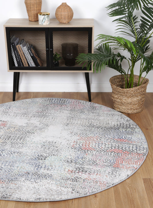 Salsa Ernesto Grey & Terracotta Tribal Round Rug - /products/salsa-ernesto-grey-terracotta-tribal-round-rug