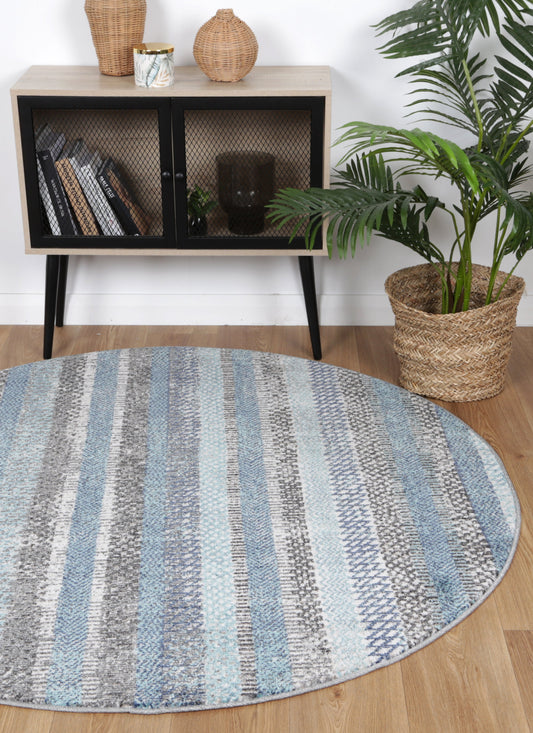 Salsa Luis Blue & Grey Tribal Round Rug - /products/salsa-luis-blue-grey-tribal-round-rug
