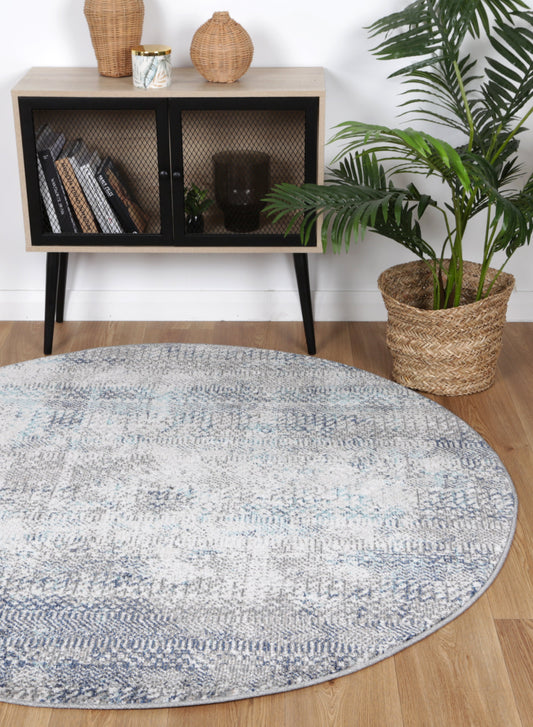Salsa Eli Grey Tribal Round Rug - /products/salsa-eli-grey-tribal-round-rug