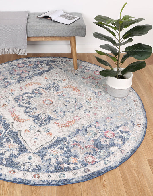Salsa Alexander Transitional Navy Multi Round Rug - /products/salsa-alexander-transitional-navy-multi-round-rug