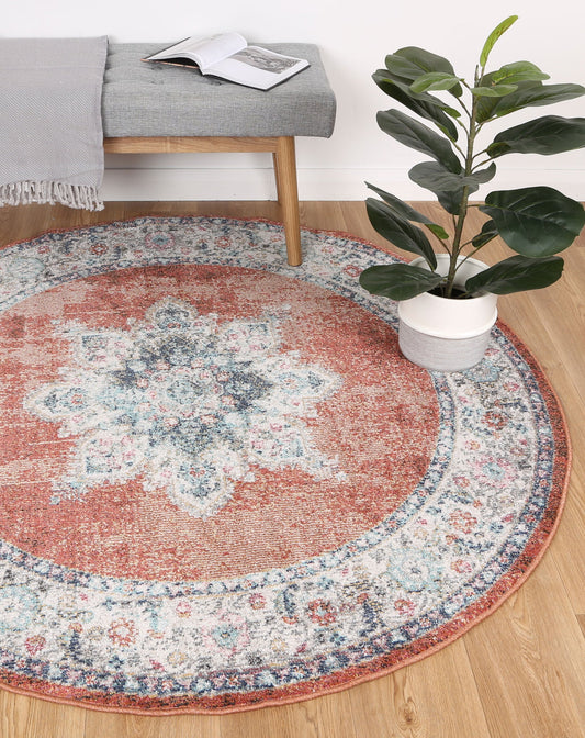 Salsa Brentwood Transitional Rust Round Rug - /products/salsa-transitional-rust-round-rug