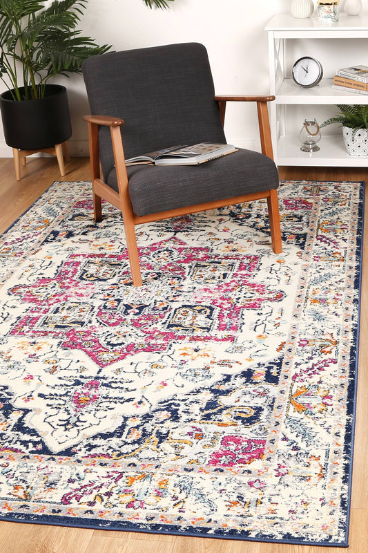 Silia Nicosia Navy & Pink Transitional Rug - /products/sicily-sici09-cream-pink