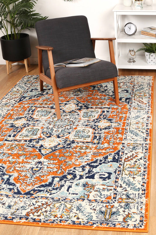 Silia Messina Orange & Blue Transitonal Rug - /products/sicily-sici12-rust