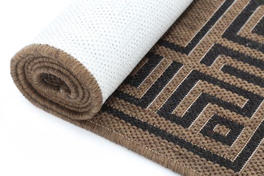 Sisalo Brown Beige Bordered Patterned Rug - /products/sisalo-brown-beige-bordered-patterned-rug