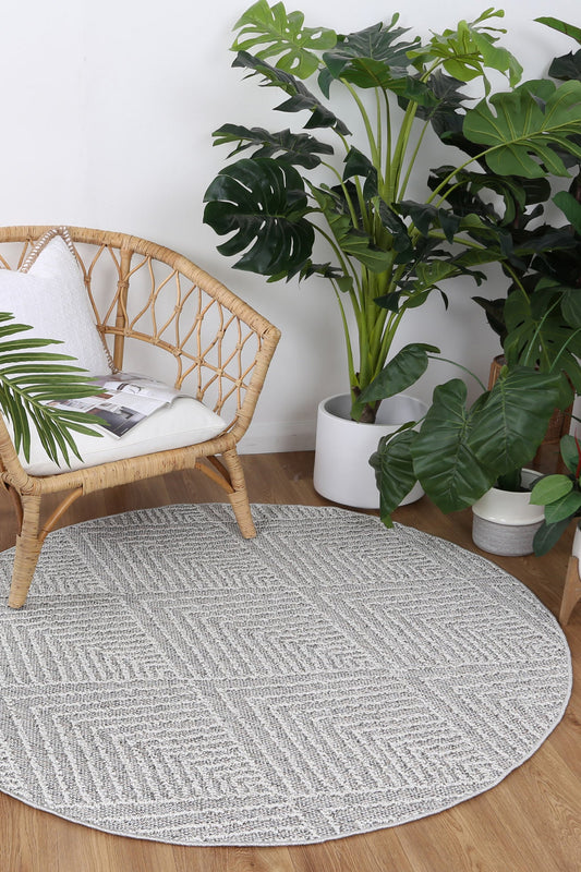 Vanuatu Menapi Ash Geometric Round Flatweave Rug - /products/vanuatu-menapi-ash-geometric-round-flatweave-rug