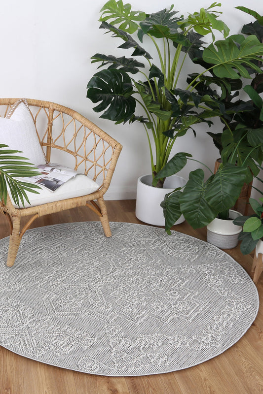 Vanuatu Bule Ash Tribal Round Flatweave Rug - /products/vanuatu-bule-ash-tribal-round-flatweave-rug