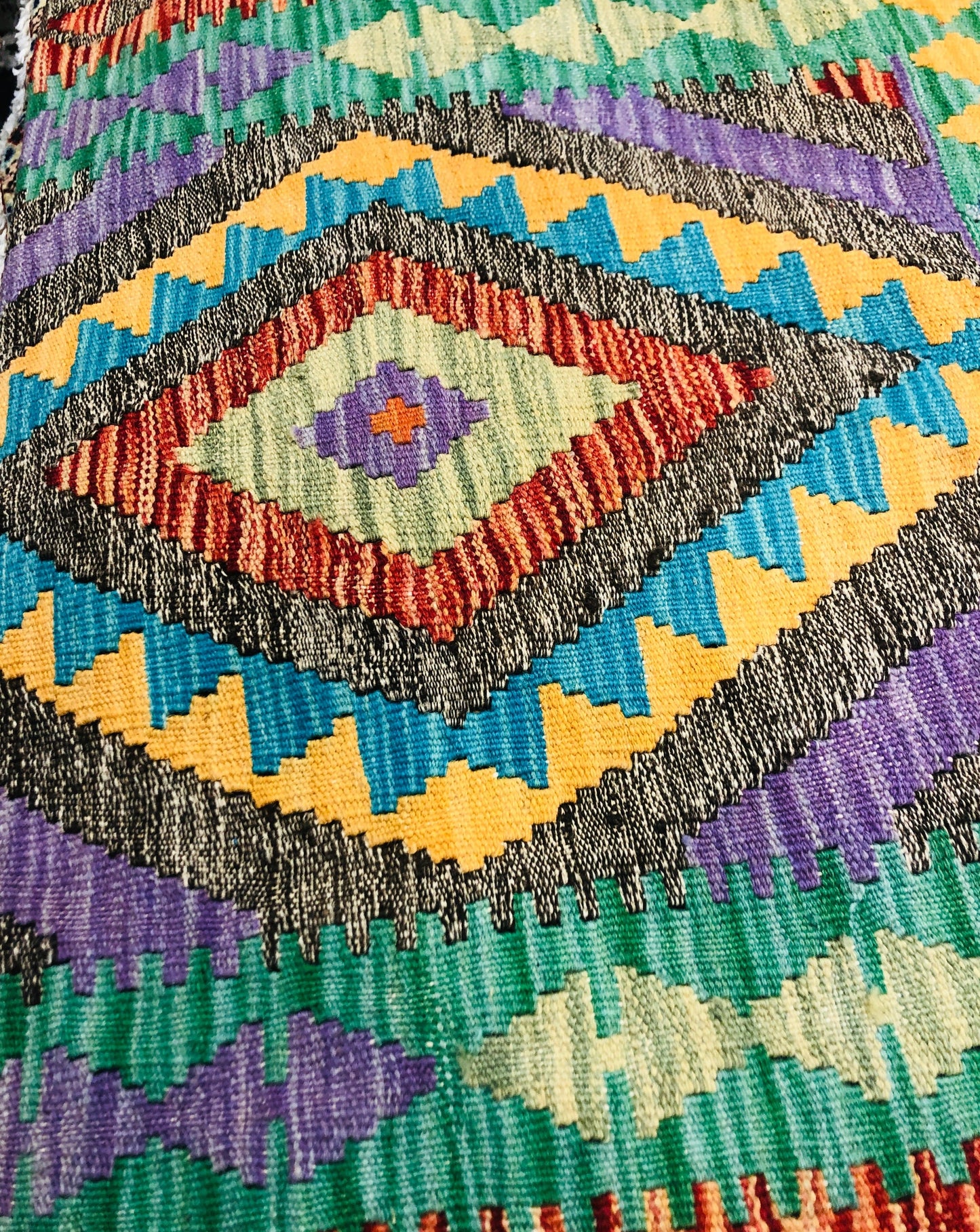 Rainbow Kilim Handwoven with Natural Dyes & 100% Wool (124 x 84 cm)