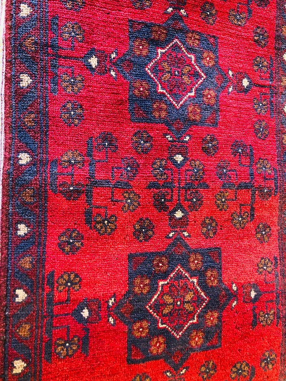 Khal Hand Knotted Afghan Rug with Traditional Patterns (100 x 53 cm)