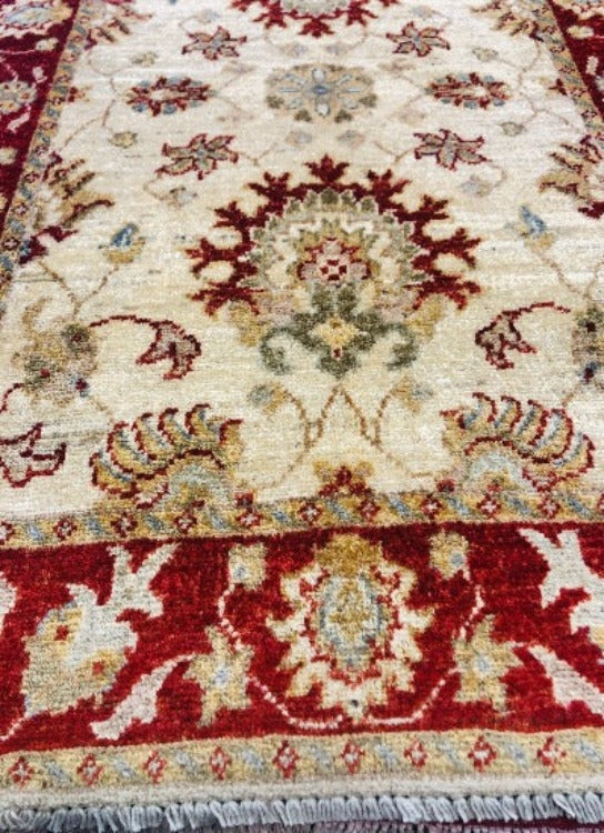 Afghan Hand Knotted Chubi Natural Wool Rug (120 X 80 cm)