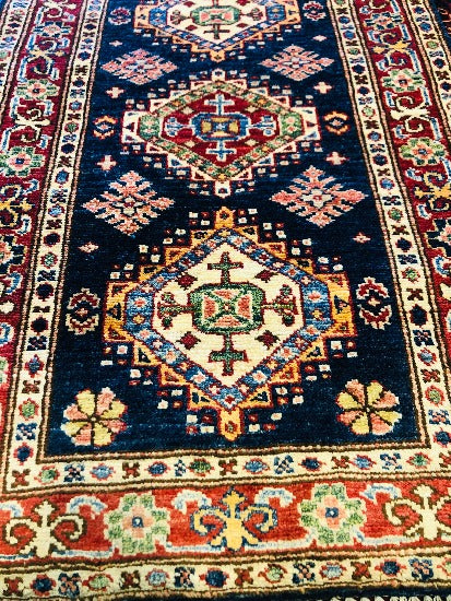 Super Fine Kazak Hand Knotted with Natural Vegetable Dyes (95 X 60 cm)Super Fine Kazak Hand Knotted with Natural Vegetable Dyes (95 X 60 cm) - /products/handmade-super-fine-kazak-wool-rugs