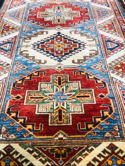 This fantastic Multi colour Art is Superfine Kazak from Afghanistan - /products/superfine-blue-kazak