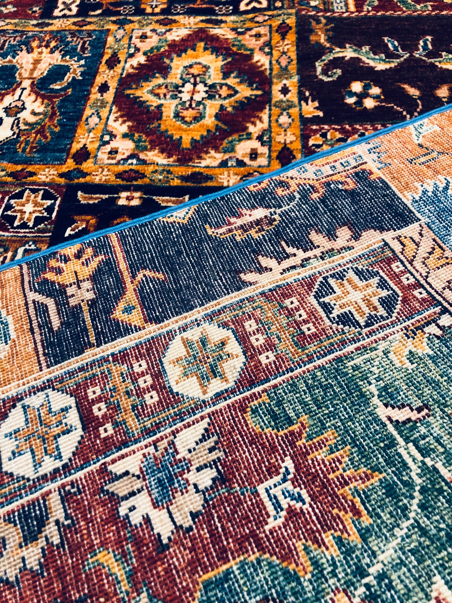 Superfine Multi Colour Handmade Hand Knotted Khurjin Kazak (120 x 180 cm)