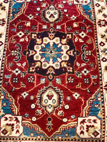 Handmade Hand Knotted Chubi Veg Dyes Rug (90 X 60 cm)
