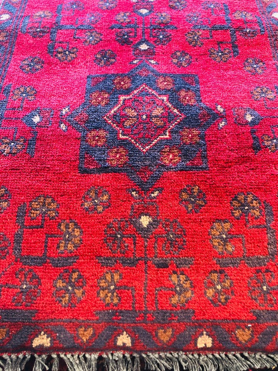 Khal Hand Knotted Afghan Rug with Traditional Patterns (100 x 53 cm)