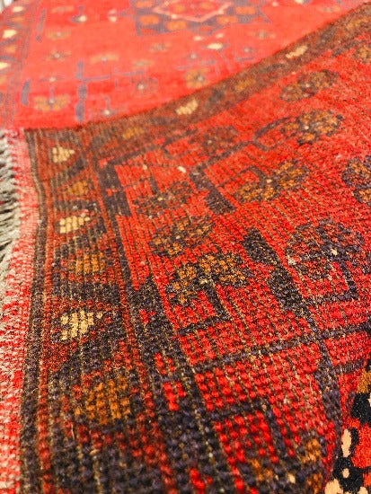 Khal Hand Knotted Afghan Rug with Traditional Patterns (100 x 53 cm)