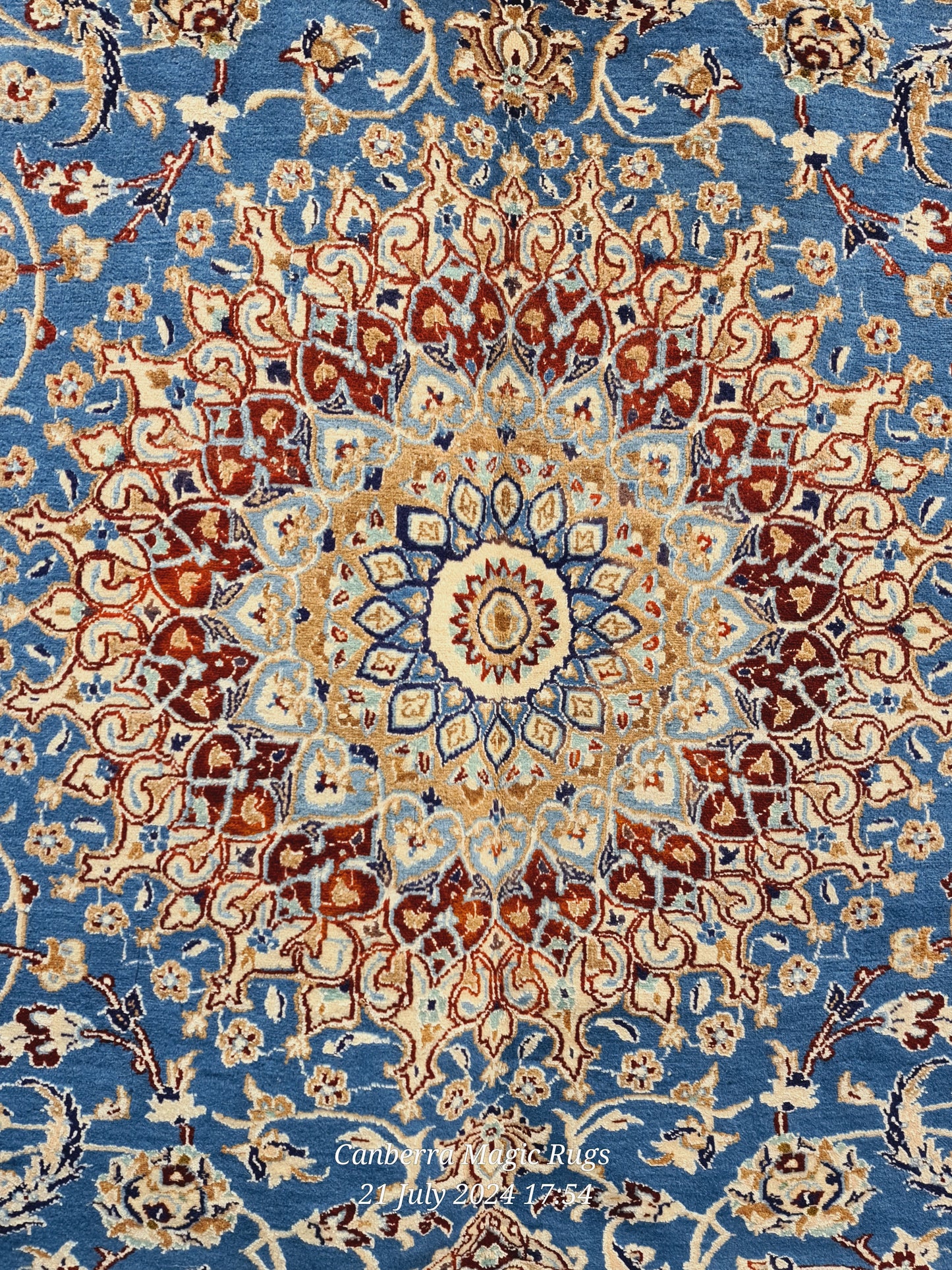 Nain Blue Wool & Silk Rugs Canberra