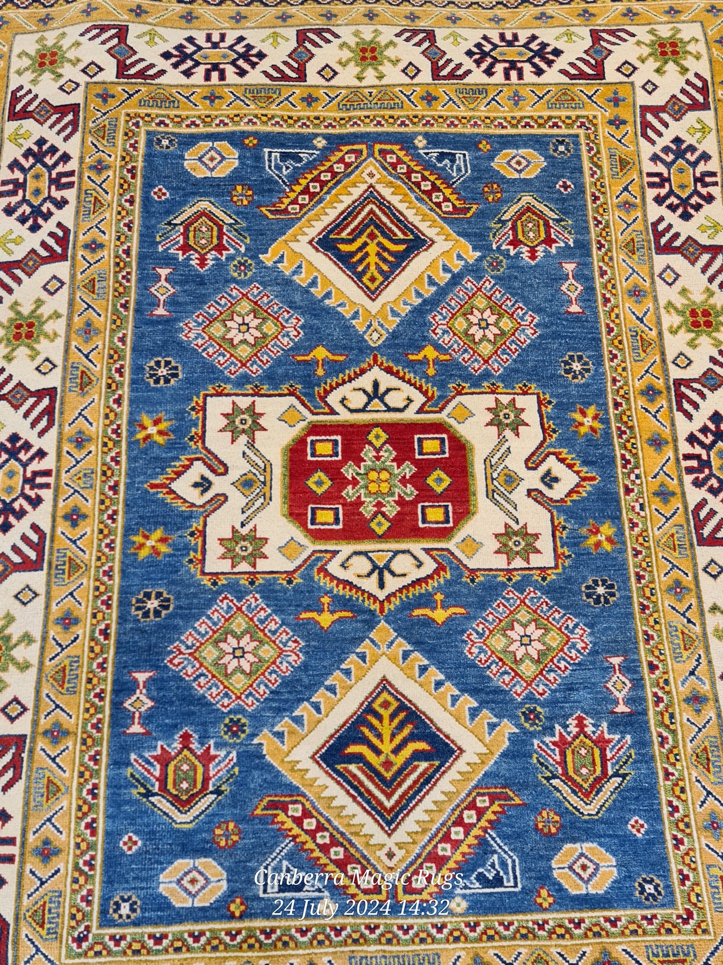 Hand Knotted Blue Chubi Wool Rug (155 x 200 cm) | Authentic Handmade Wool Rugs Online – Magic Rugs