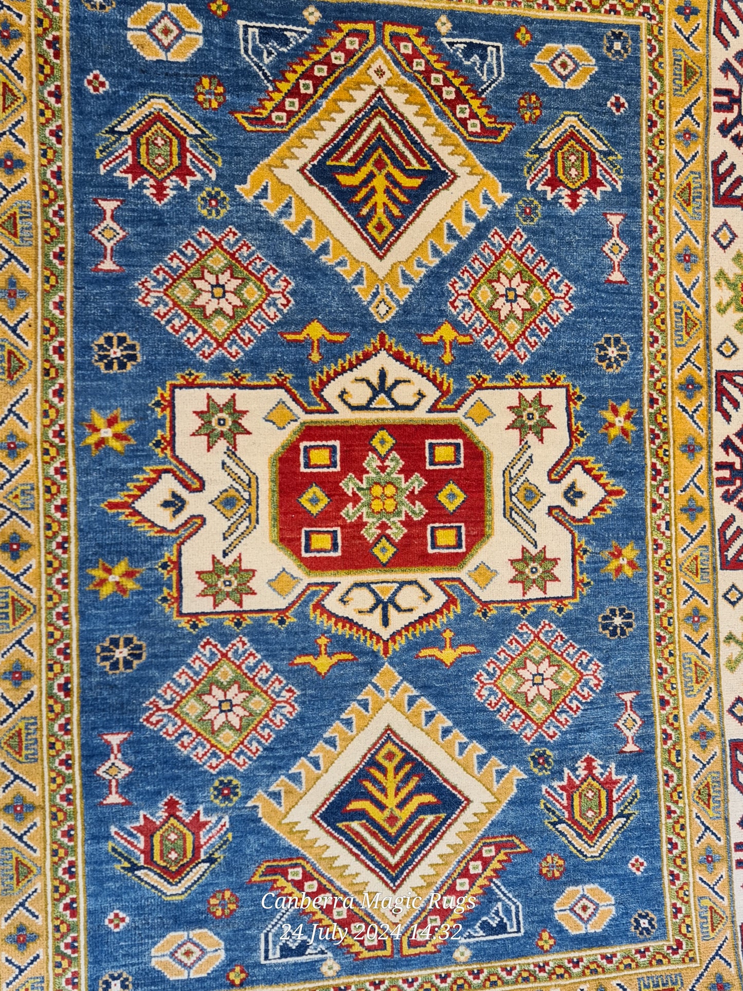 Hand Knotted Blue Chubi Wool Rug (155 x 200 cm) | Authentic Handmade Wool Rugs Online – Magic Rugs