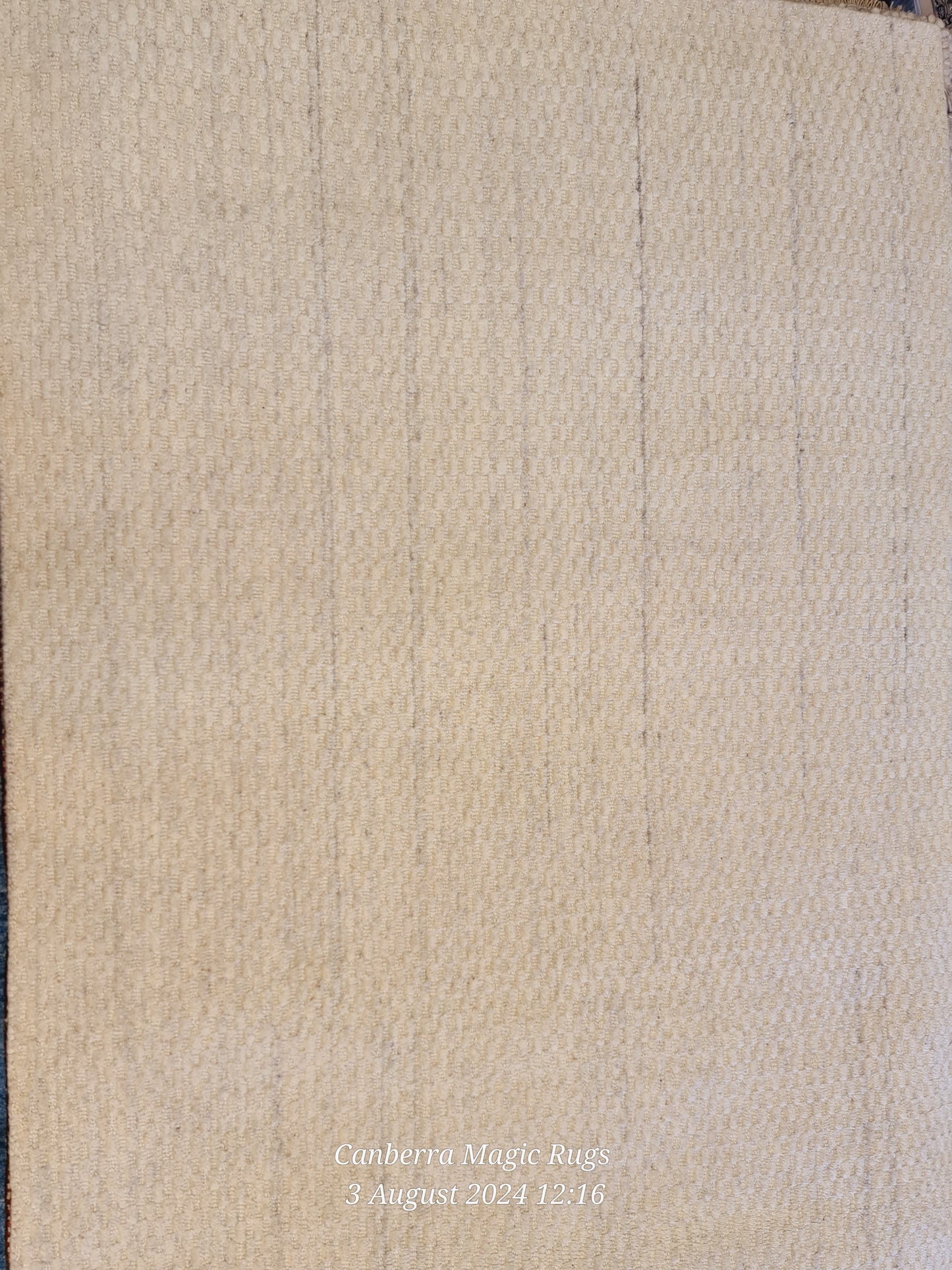 Handmade Woven Rugs - Geometric Pattern and Natural Undyed Wool (Soft Cream/Off-White Color)