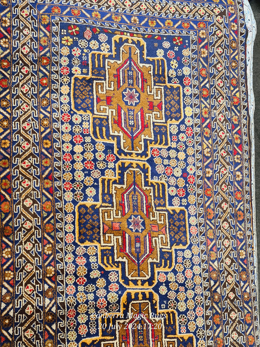 Baluchi Wool Rugs Online AustraliaAdore Baluchi Gold Blue Wool Rugs (212 x 114 CM) - /products/wool-rugs-online-australia-adore-baluchi-gold-blue-107-x-192-cm