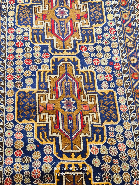 Adore Baluchi Gold Blue Wool Rugs (212 x 114 CM) - /products/wool-rugs-online-australia-adore-baluchi-gold-blue-107-x-192-cm