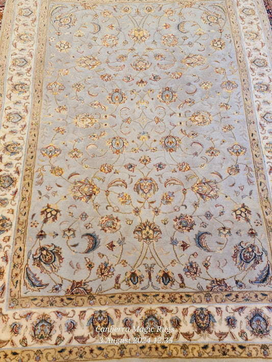 Buy Authentic Persian Rug OnlineAuthentic Persian Rug – Handwoven Floral Design in Soft Cream & Pastel Shades | Magic Rugs (125 X 185 CM) - /products/wool-silk-persian-rug-online