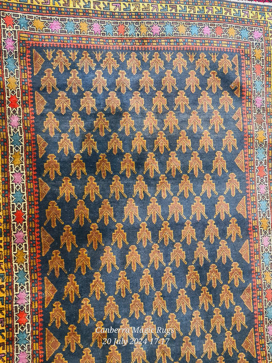 Baluchi Wool Rug OnlineTribal Gold and Black Handwoven Baluchi Wool Rug Rug (176X105 cm) - /products/tribal-gold-black-baluchi-handwoven-wool-rug-110-x-198-cm